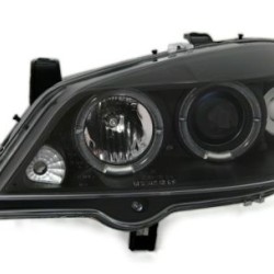 Φανάρια εμπρός angel eyes για Opel Astra G (1998-2004) - μαύρα , με λάμπες (Η1) - σετ 2τμχ.