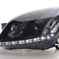 Φανάρια εμπρός led για Opel Astra H (2004-2009) - μαύρα , με λάμπες (Η1) - σετ 2τμχ.