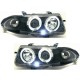 Φανάρια εμπρός angel eyes για Opel Astra F (1991-1999) - μαύρα , με λάμπες (Η1) - σετ 2τμχ.
