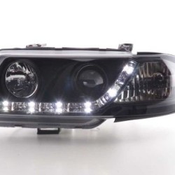 Φανάρια εμπρός led για Opel Astra F (1991-1994) - μαύρα , με λάμπες (Η1) - σετ 2τμχ.