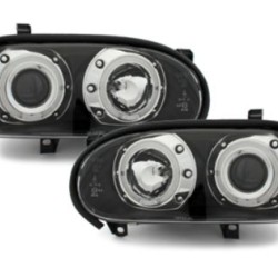 Φανάρια εμπρός angel eyes για Vw Golf ΙΙΙ - black , με λάμπες (Η1) - σετ 2τμχ.