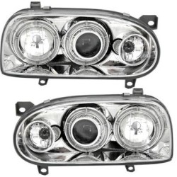 Φανάρια εμπρός angel eyes για Vw Golf ΙΙΙ - chrome , χωρίς λάμπες (Η7) - σετ 2τμχ.