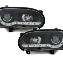 Φανάρια εμπρός led για Vw Golf ΙΙΙ - μαύρα , με λάμπες (Η1) - σετ 2τμχ.
