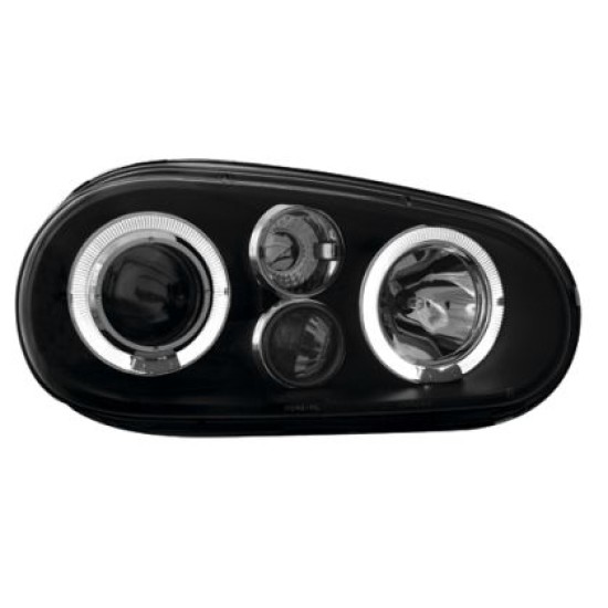 Φανάρια εμπρός angel eyes για Vw Golf IV R32 - μαύρα ,  χωρίς  λάμπες (Η1) - σετ 2τμχ.