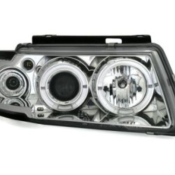Φανάρια εμπρός angel eyes για Vw Passat 3Β/B5 (1997-2000) - chrome , με λάμπες (Η1) - σετ 2τμχ.