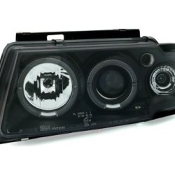 Φανάρια εμπρός angel eyes για Vw Passat 3Β/B5 (1997-2000) - μαύρα , με λάμπες (Η1) - σετ 2τμχ.