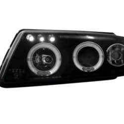 Φανάρια εμπρός angel eyes για Vw Passat 3Β/B5 (1997-2000) - black , με λάμπες (Η1) - σετ 2τμχ.