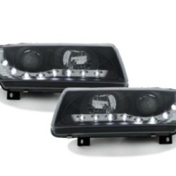 Φανάρια εμπρός led για Vw Passat Β4 (1993-1996) - μαύρα , με λάμπες (Η1) - σετ 2τμχ.