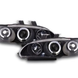 Φανάρια εμπρός angel eyes για Honda Civic sedan (1992-1995) - μαύρα , με λάμπες (Η1) - σετ 2τμχ.