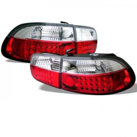 Πίσω φανάρια led για Honda Civic  (1991-1995) 3D - κόκκινα ,chrome - σετ 2τμχ.