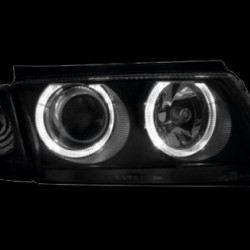 Φανάρια εμπρός angel eyes για Vw Passat 3Β/B5 (1997-2000) - μαύρα , χωρίς λάμπες (Η7) - σετ 2τμχ.