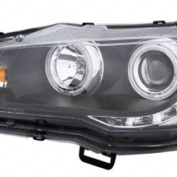 Φανάρια εμπρός led angel eyes για Mitsubishi Lancer (2008-2013) - μαύρα , με λάμπες (Η1) - σετ 2τμχ.