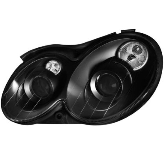 Φανάρια εμπρός για Mercedes CLK W209 / C209 (2003-2009) , μαύρα , χωρίς λάμπες (Η7) - σετ 2τμχ.