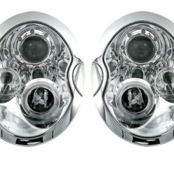 Φανάρια εμπρός angel eyes για Mini Cooper (2002-2004) - chrome , με λάμπες (Η1) - σετ 2τμχ.