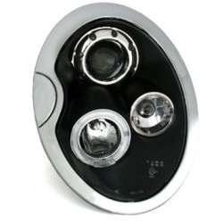 Φανάρια εμπρός angel eyes για Mini Cooper (2002-2004) - μαύρα , με λάμπες (Η1) - σετ 2τμχ.