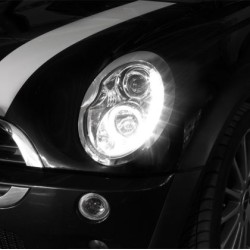 Φανάρια εμπρός led Dayline για Mini cooper (2002-2004) - μαύρα , με λάμπες (Η1) - σετ 2τμχ. Φανάρια εμπρός led Dayline για Mini cooper (2002-2004) - μαύρα , με λάμπες (Η1) - σετ 2τμχ.