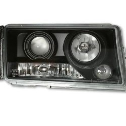 Φανάρια εμπρός angel eyes για Mercedes W201 E190 1982-1993) , μαύρα , με λάμπες (Η1) - σετ 2τμχ.