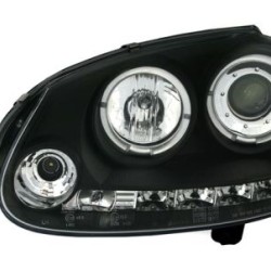 Φανάρια εμπρός angel eyes για Vw Golf 5 , μαύρα , με λάμπες (Η1) - σετ 2τμχ.
