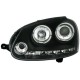 Φανάρια εμπρός angel eyes για Vw Golf 5 , μαύρα , με λάμπες (Η1) - σετ 2τμχ.