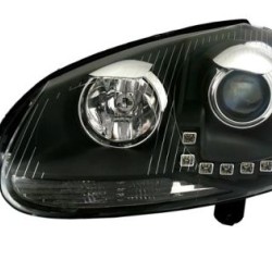 Φανάρια εμπρός led για VW Golf 5 , μαύρα , με λάμπες (Η1) - σετ 2τμχ.