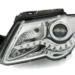 Φανάρια εμπρός led για Vw Passat 3C (2005+) - chrome , με λάμπες (Η1) - σετ 2τμχ.