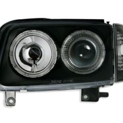 Φανάρια εμπρός angel eyes για Vw Polo 6N2 (1999-2001) - μαύρα , χωρίς λάμπες (Η7) - σετ 2τμχ.