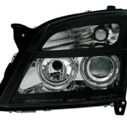 Φανάρια εμπρός angel eyes για Opel Vectra C (2002-2005) - μαύρα , χωρίς λάμπες (Η7) - σετ 2τμχ.