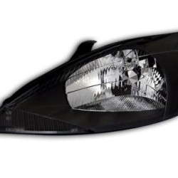 Φανάρια εμπρός για Ford Focus (1998-2001) - μαύρα , με λάμπες (Η4) - σετ 2τμχ.
