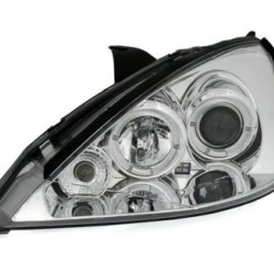 Φανάρια εμπρός angel eyes για Ford Focus (2001-2004) - chrome , με λάμπες (Η1) - σετ 2τμχ.