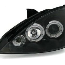 Φανάρια εμπρός angel eyes για Ford Focus (2001-2004) - μαύρα , με λάμπες (Η1) - σετ 2τμχ.