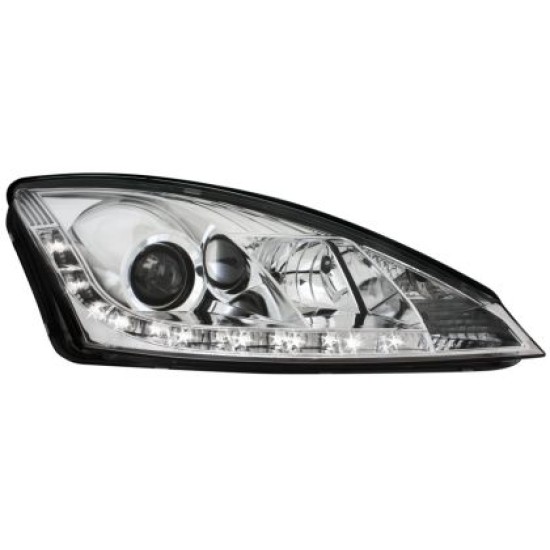 Φανάρια εμπρός Devil eyes led για Ford Focus (2001-2004) - chrome , με λάμπες (Η1) - σετ 2τμχ.
