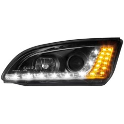 Φανάρια εμπρός Devil eyes led για Ford Focus (2005-2008) - μαύρα , με λάμπες (Η1) - σετ 2τμχ.