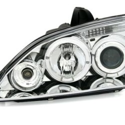 Φανάρια εμπρός angel eyes για Ford Focus (2005-2008) - chrome , με λάμπες (Η1) - σετ 2τμχ.