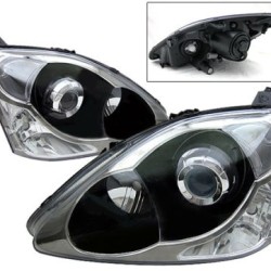 Φανάρια εμπρός για Honda Civic (2001-2005) 3/5 πορτο - μαύρα , με λάμπες (Η1) - σετ 2τμχ.