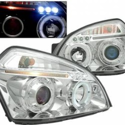 Φανάρια εμπρός angel eyes για Hyundai Tucson (2004+) - chrome , με λάμπες (Η1) - σετ 2τμχ.
