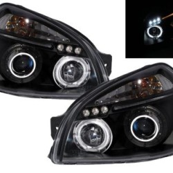 Φανάρια εμπρός angel eyes για Hyundai Tucson (2004+) - μαύρα , με λάμπες (Η1) - σετ 2τμχ.