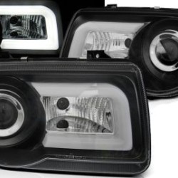 Φανάρια εμπρός με led για Chrysler 300C (2004-2008) - μαύρα , με λάμπες (Η1) - σετ 2τμχ.