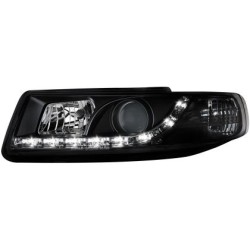 Φανάρια εμπρός με φώτα ημέρας για Seat Leon /Toledo (1999-2004) - μαύρα , με λάμπες (Η1) - σετ 2τμχ.