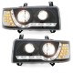 Φανάρια εμπρός led για Vw Transporter T4 (1990-2003) , μαύρα , με λάμπες (Η1) - σετ 2τμχ.