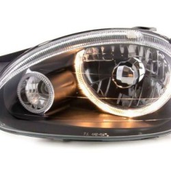 Φανάρια εμπρός angel eyes για Opel Corsa B (1993-2001) - μαύρα , χωρίς λάμπες (Η7) - σετ 2τμχ.