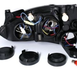 Φανάρια εμπρός angel eyes για Opel Corsa C(2001-2006) - μαύρα , χωρίς λάμπες (Η7) - σετ 2τμχ.