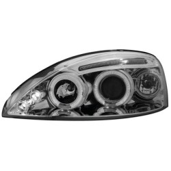 Φανάρια εμπρός angel eyes για Opel Corsa C (2001-2006) - chrome , με λάμπες (Η1) - σετ 2τμχ.