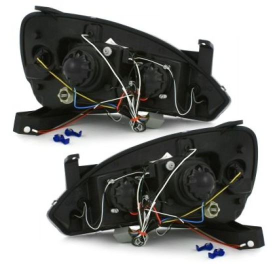 Φανάρια εμπρός angel eyes για Opel Corsa C (2001-2006) - black , με λάμπες (Η1) - σετ 2τμχ.