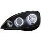 Φανάρια εμπρός angel eyes για Opel Corsa C (2001-2006) - μαύρα ,  χωρίς  λάμπες (Η1) - σετ 2τμχ.