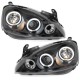 Φανάρια εμπρός angel eyes για Opel Corsa C (2001-2006) - μαύρα ,  χωρίς  λάμπες (Η1) - σετ 2τμχ.