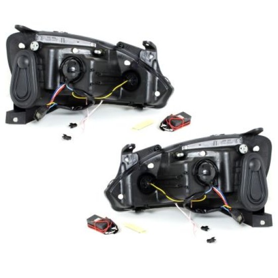 Φανάρια εμπρός angel eyes για Opel Corsa C (2001-2006) - μαύρα ,  χωρίς  λάμπες (Η1) - σετ 2τμχ.