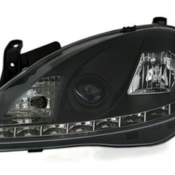 Φανάρια εμπρός led για Opel Corsa C (2001-2006) - μαύρα , με λάμπες (Η1) - σετ 2τμχ.