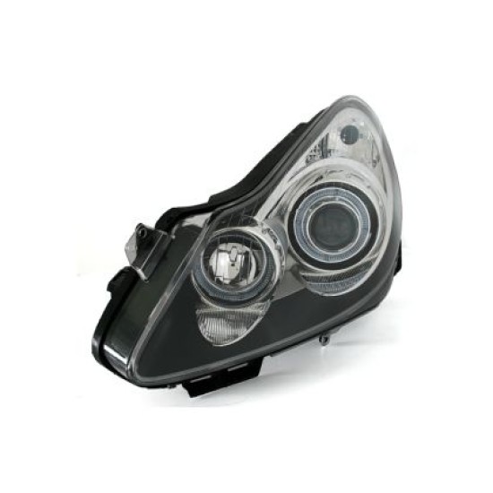 Φανάρια εμπρός angel eyes για Opel Corsa D (2006-2010) - μαύρα , χωρίς λάμπες (Η7) - σετ 2τμχ.