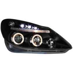 Φανάρια εμπρός led angel eyes για Opel Corsa D (2006-2010) - μαύρα , με λάμπες (Η1) - σετ 2τμχ.