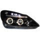 Φανάρια εμπρός led angel eyes για Opel Corsa D (2006-2010) - μαύρα , με λάμπες (Η1) - σετ 2τμχ.